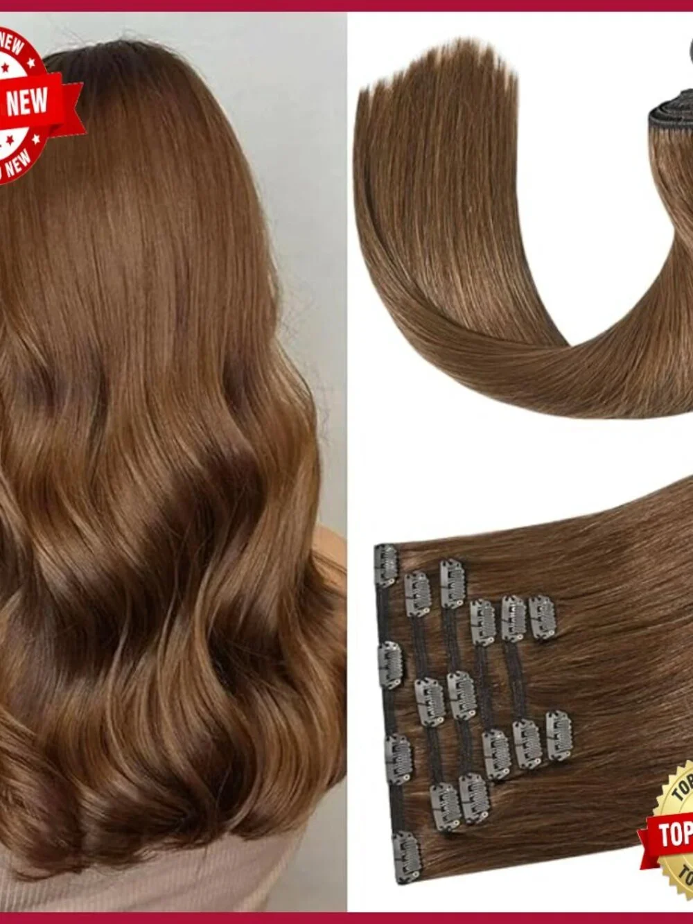 Real Human Hair Clip-In Extensions 22 Inch 75g 7pcs 16 Clips